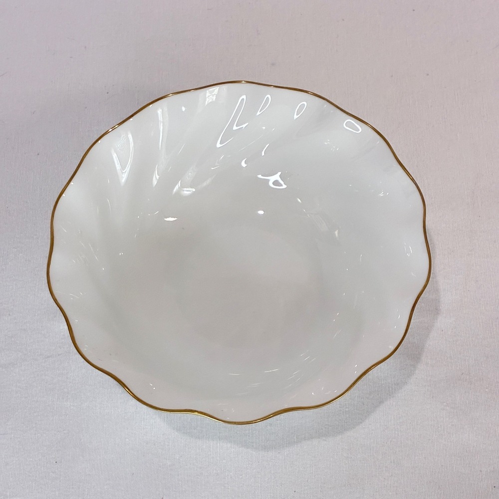 Vintage Christian Dior Swirl Bowl 8.25in White Gold Art de la Table 24K Trim - Picture 10 of 10